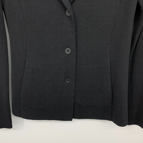 Eileen Fisher Jacket Black Silk Cotton Blend Blazer Pockets - Picture 4 of 9